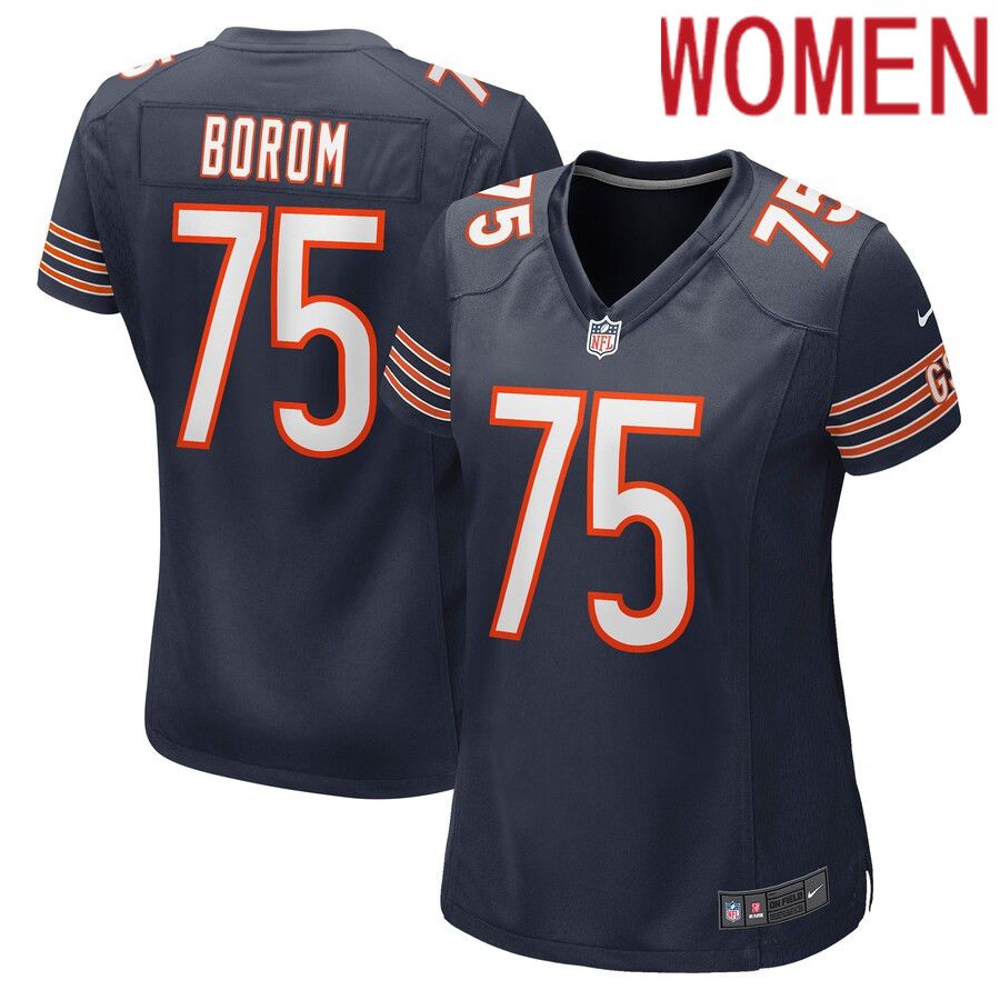 Women Chicago Bears 75 Larry Borom Nike Navy Game NFL Jersey
